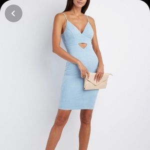 Faux Suede Cut-Out Bodycon Dress